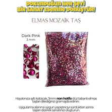 Brextco Store 1000 Adet Elmas Mozaik Taş | 3mm Non-Hotfix Düz Tabanlı Süsleme Taşı/diamond Painting - Dark Pink