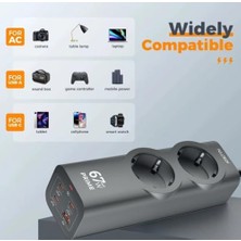 Enyaza Home 67W Gan 6in1 Masaüstü Şarj Hub ve Çoklu Priz MacBook Air/pro, 17 Pro Max, 16, 15, 14 iPad Pro, Galaxy S23 Ultra, S23+ Uyumlu