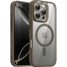 Enyaza Home 16 Pro Max Için Super-Crystal ile Uyumlu Kılıf Arkası Kristal Berraklığında Cam Görünüm Kenarları Darbe Emici Silikon Hybrid Kılıf (Kahverengi, 16 Pro Max)