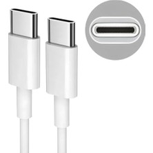 Enyaza Home Type C To Type C Hızlı Şarj ve Data Transfer Özellikli Şarj Kablosu, 60 W Çift Taraflı USB C Kablo, Yüksek Kaliteli Malzeme 1 Metre/beyaz