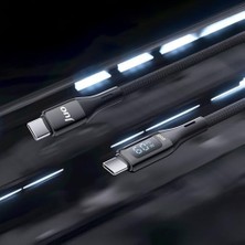 Enyaza Home 60W Dijital LED Ekranlı Örgülü USB Type-C To Type-C Hızlı Şarj ve Data Kablosu 1 Metre