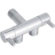 Enyaza Home Duş Spirali Hortumu Uyumlu Ikili Musluk, 1/2-1/2 Inç Çift Çıkışlı, Aç Kapa Özellikli, Metal Su Bataryası