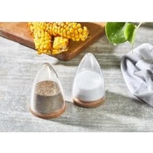 Enyaza Home Life 2 Adet Ahşap Altlıklı Silikon Kapaklı Mika Baharatlık Tuzluk Biberlik Seti MIT1153