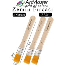 ArtMaster Zemin Fırçası 3 Numara 3 Adet Boya Fırçası Sentetik Ipek Uçlu Kıl Akrilik Guaj Yağlı Boya Fırçası Zemin Fırça No:3