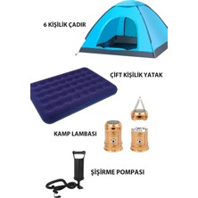 Özbience 6 Kişilik Kamp Çadırı ve Yatak Seti, Kamp Lambası ile Tam Set