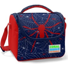 Enyaza Home Lacivert Kırmızı Örümcek Baskılı Erkek Çocuk Beslenme Çantası