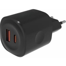 Enyaza Home Yetty 25W Usb-C (PD)+18W Usb-A (Qc) Süper Hızlı Şarj Adaptörü Tek Başlık Siyah YT-25B (Yerli Üretim)