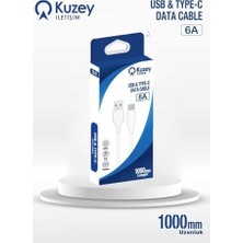 Enyaza Home Kzy Iletişim Iletişm Type-C 6 Amper Hızlı Şarj ve Data Kablosu 1 Metre
