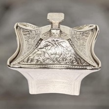Enyaza Home Alisveristime Büyük Kare Kapaklı Zamak Şekerlik ve Lokumluk, Osmanlı Motifli Dekoratif Sunum Kabı, Kahve Yanı Şeker, Lokum ve Çikolata Için (Gümüş Grisi)