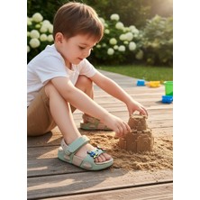 Kidessa 2247-AKINAL Unisex Figürlü Ultra Yumuşak Esnek Kaymaz Tabanlı Çocuk Sandalet Terlik - NKT02247-YEŞIL-34