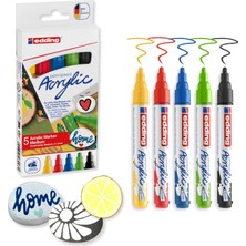 Enyaza Home 5100 Akrilik Markör - Siyah Kırmızı Mavi Sarı Sarı-Yeşil - Akrilik Markörler 5'li Paket (Temel)