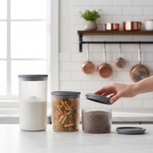 Enyaza Home Deconox 3'lü Sızdırmaz Vakum Kapaklı Saklama Kabı Seti, Akrilik Vakum Kapaklı Saklama Kabı Seti 3 Boy