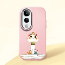 Ucuc Vivo V50 Lite 4g/5g Uyumlu Darbe Emici Kamera Korumalı Pembe Silikon Özel Baskı Desenli Kılıf