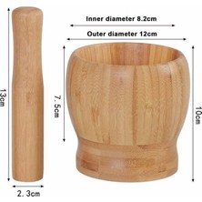 Enyaza Home Deconox Bambu Havan ve Tokmak Seti, Büyük Boy Mutfak Havanı, Baharat ve Sarımsak Öğütücü ve Döveceği