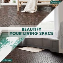 Enyaza Home Idzo Kilitli Güverte Fayansları - 10 Adet Su Geçirmez Akasya Ahşap Fayansları, Iç ve Dış Mekan Için Döşeme Fayansları - Decking Checker Desen, 30 x 20 x 0,9 Cm, Koyu Kahverengi