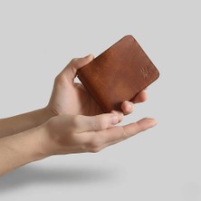 Oh Deer Leather Hakiki Deri Klasik Erkek Cüzdanı - Klasik Bifold Tasarım - Kahverengi & Lacivert