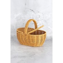 Enyaza Home Digithome Oval Hasır Rattan Mini Kulplu Sepet - BB6069