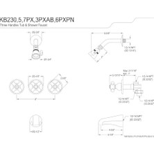 Enyaza Home KB235PX Küvet ve Duş Bataryası 3 Porselen Çapraz Kulplu, Yağlı Bronz Ovuşturdu, 12,5 cm Ağızlık, Yağ Ovuşturulmuş Bronz