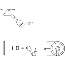 Enyaza Home Parlak Krom Metal Topuz Kulplu 3 Saplı Küvet ve Duş Bataryası (LJ89-020C)