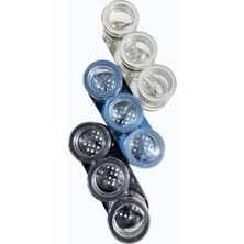 Enyaza Home Jarkin Baharatlık Seti, Cam Kavanoz, Contalı Hava Almaz Kapak ve Kaşık Dahil, 3'lü Set, Siyah/mavi/bej Renk Seçenekleri (Siyah)