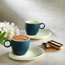 Enyaza Home Schafer Aurora 2 Kişilik Kahve Fincan Seti 4 Parça-Lacivert/bej