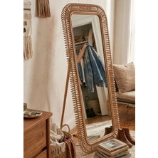 Lessio Home Negril Rattan (Bambu) El Işçiliği Bohem Duvar ve Boy Aynası - 80X170 cm
