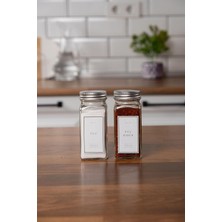 Enyaza Home 2'li Cam Baharatlık Seti Kapaklı Etiketli Baharatlık Takımı