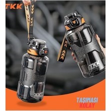 Enyaza Home Tkk 1500ML Pipetli/pipetsiz Kullanıma Uygun Taşıma Askılı Sports Tritan Su Matarası (Mor)