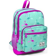 Enyaza Home Ilkokul Sırt Çantası - Kız Çocuk Pembe Yeşil Flamingolar - Dört Bölmeli