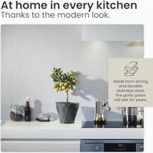 Enyaza Home Aputue Sarımsak Pres Salıncağı, Paslanmaz Çelik Sarımsak Ezici, Ergonomik Saplı Hassas Mutfak Aleti, Silikon Tüp Soyucu ve Temizleme Fırçası Hediyeli