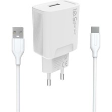 Enyaza Home Yetty 10.5W Şarj Adaptörü + Type-C Kablo Beyaz KDR-20T (Yerli Üretim)