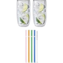 Enyaza Home Zwilling Sorrento Çift Camlı 2'li Soğuk Içecek Bardağı ve Cam Pipet