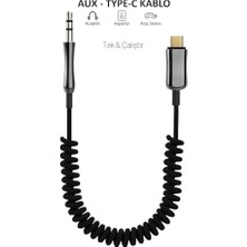 Enyaza Home Type-C To 3.5mm Örgülü Aux Kablo Dönüştürücüleri (Tüm Type-C Girişli Telefonlar ile Uyumludur - 15 ile Uyumlu Destekler (Spiralli)