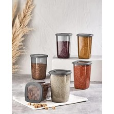 Enyaza Home Vip Ahmet Kumsal Kare Saklama Kabı, Şeffaf Füme 6X1200 ml