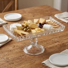 Enyaza Home Lüks Cam Fanuslu Sunum Tabağı - Ayaklı Pasta Standı ve Meyvelik - Mutfak ve Masa Üstü Için Dekoratif Şeffaf Ikramlık