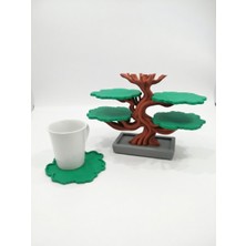My Craft 3D MYCRAFT3D Bonsai Ağacı Bardak Altlığı Set 5'li Dekoratif Yaprak Bardak Altlığı Stand - Modern Mutfak Aksesuar