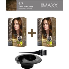 Maxx Deluxe 2'li Paket Beauty Expert Set Boya 6.7 Çikolata Kahve, Boya Tası ve Fırça Hediye!