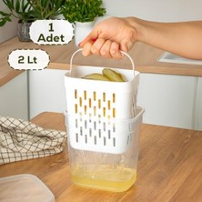 Enyaza Home Porsima 1045 Süzgeçli Turşuluk Zeytinlik Çok Amaçlı Dikdörtgen Saklama Kabı - 2 Lt Şeffaf