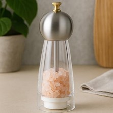 Enyaza Home Baharat Öğütücü – 22,5 cm Paslanmaz Metal Kapaklı Şeffaf Gövde Tuz ve Baharat Değirmeni – Ayarlanabilir Öğütme Mekanizmalı