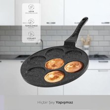 Enyaza Home Orret Home 27 cm Döküm Granit Emojili Pancake Tavası | Yapışmaz Granit Kaplama Krep ve Pancake Tavası | Dayanıklı ve Eşit Isı Dağılımlı Tava