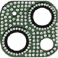 Enyaza Home 13 Full ile Uyumlu Taşlı Kamera Lens Koruyucu Çerçeveli Koruyucu Cl-08 Koyu Yeşil