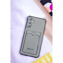 Enyaza Home Galaxy A15 Kılıf Kartlıklı Köşe Koruma Tasarımlı Renkli Şeffaf K-Kart Kılıf (Siyah)