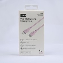 Enyaza Home Usb-C To Mfı Lightning Silikon Pd Hızlı Şarj Kablosu Pembe