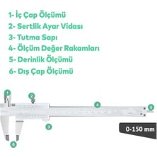 Enyaza Home Analog Kumpas – 150 mm Karbon Çelik Gövde, 0.02 mm Hassasiyetli Ölçüm Aleti, Iç-Dış-Derinlik- Ölçüm Için Uygun Teknik Kaliper (Mekanik)