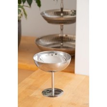 Enyaza Home Beige & Stone Metal Yüksek Ayaklı 13 cm Çerez Sunum Kadehi