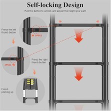 Enyaza Home Teleskopik Merdiven Uzatma Teleskopik Katlanabilir - 12,5 Ft Rv Teleskop Katlanabilir Uzatılabilir Uzun Kompakt Alüminyum Merdivenler - Ev Çatı Seyahat Römorkları Için Ayarlanabilir Geri Çekilebilir