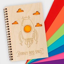 Enyaza Home Uzaya Yolculuk Tasarımlı Ahşap Kapaklı Defter