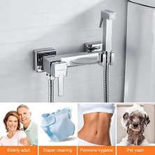 Enyaza Home Ibergrif - Duvara Monte Wc Bide El Duşu Seti, Duş ve Tutuculu, Hortum, Sıcak ve Soğuk Su, Krom