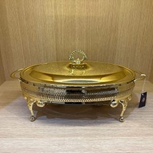 Enyaza Home Queen Anne Altın Kaplama Isıtıcılı Oval Yemek Servis 41 x 26.5 cm