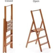 Enyaza Home Italia Kiraz Ağacı Ahşap 3 Basamaklı Merdiven